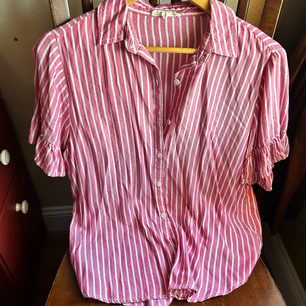 Beachlunchloung Brick and White Striped Top